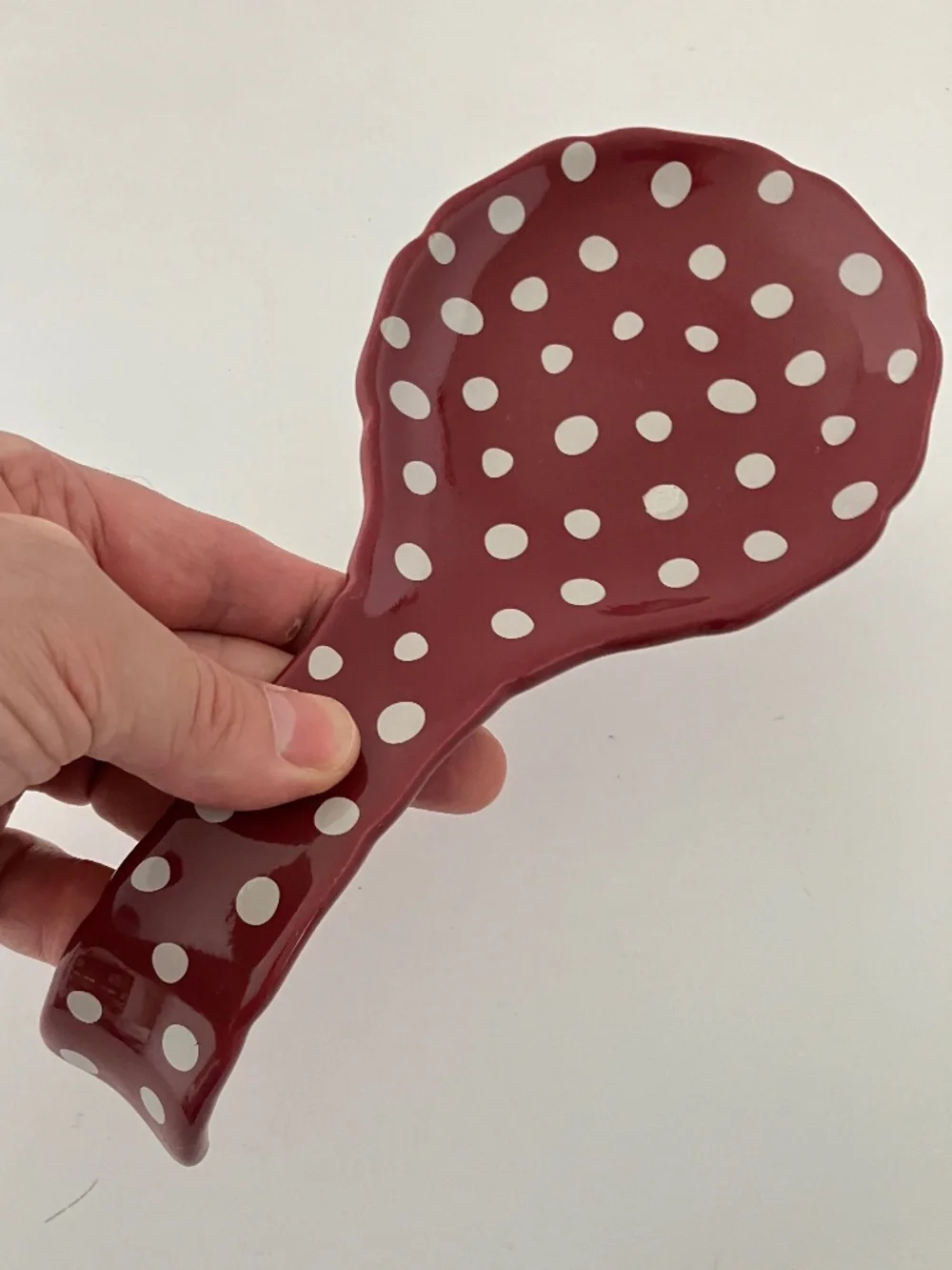 The Pioneer Woman Retro Dot Ceramic Spoon Rest with Scalloped Edge Stoneware NEW